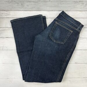 GAP Ultra Low Rise Boot Cut Blue Distressed Jeans Women Size 8 Ankle 33x29.25"